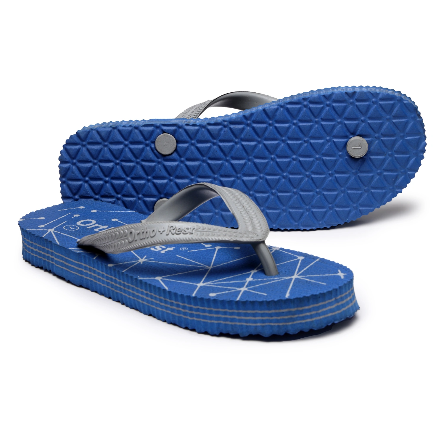 Ortho + Rest Hawaii Slipper- Orthopedic and Diabetic Comfort Ortho Care, Bathroom Rubber Flip-Flops-Blue-2