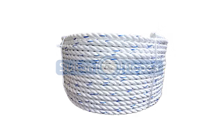 White PP Polypropylene Fishing Rope with Blue Tracer