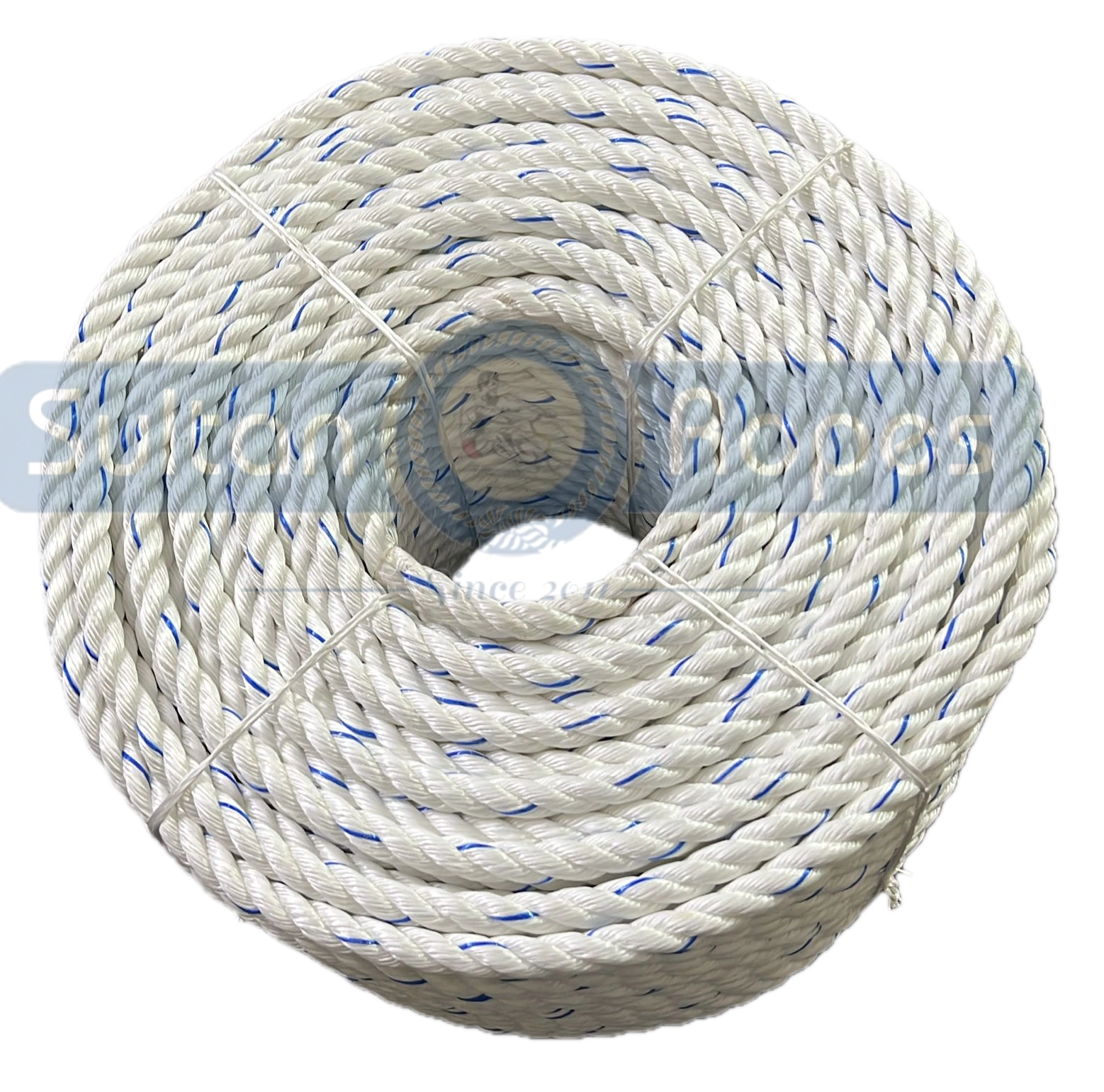 White PP Polypropylene Fishing Rope with Blue Tracer-4