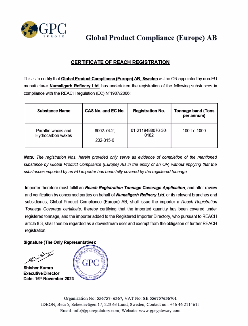 REACH Certification