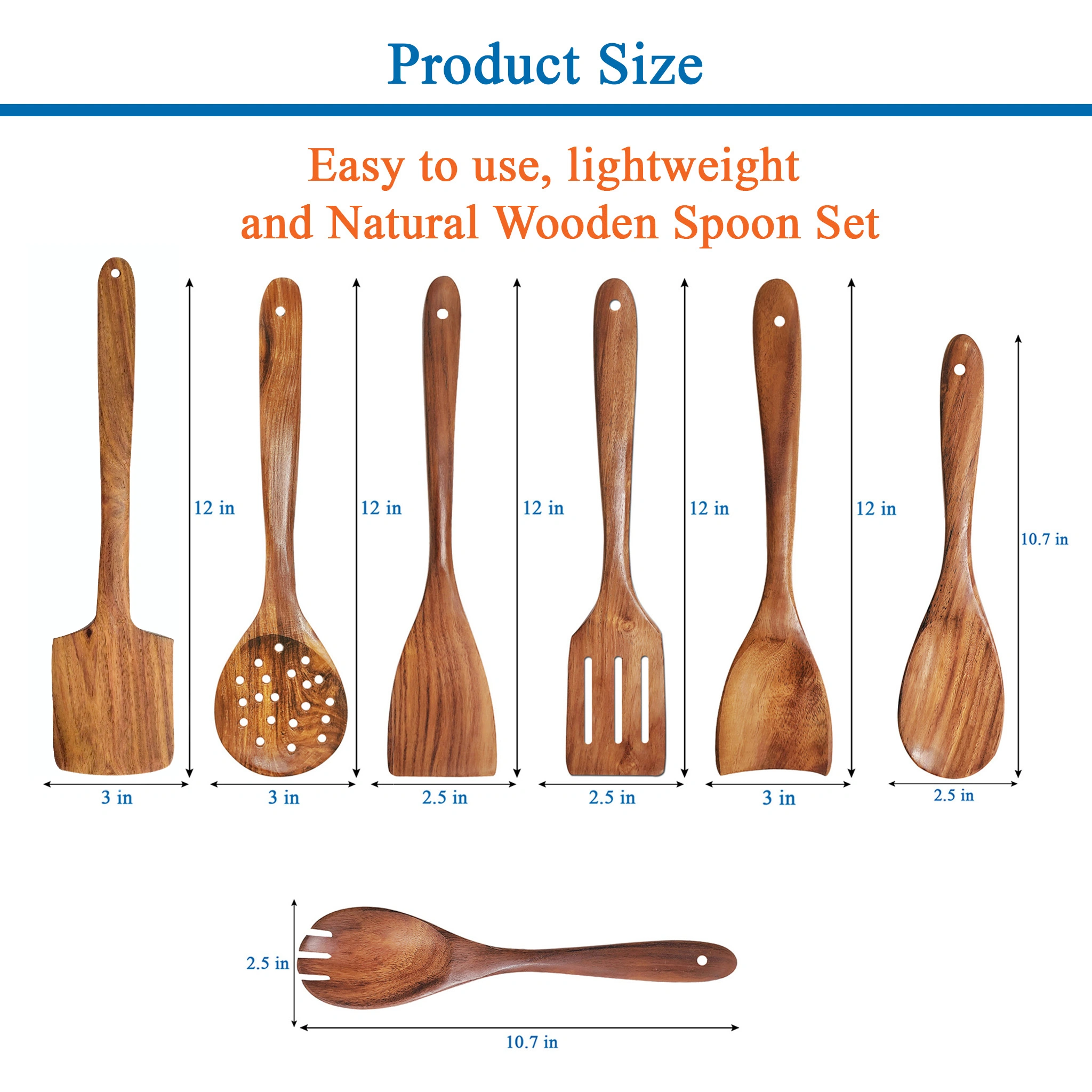 HATHKAAM Wooden Spoons and Spatula Sets of 7 Sheesham Wood Healthy Hygienic Cooking and Serving Handcrafted from High Moist Resistance for Non-Stick Cookware | KW001-3