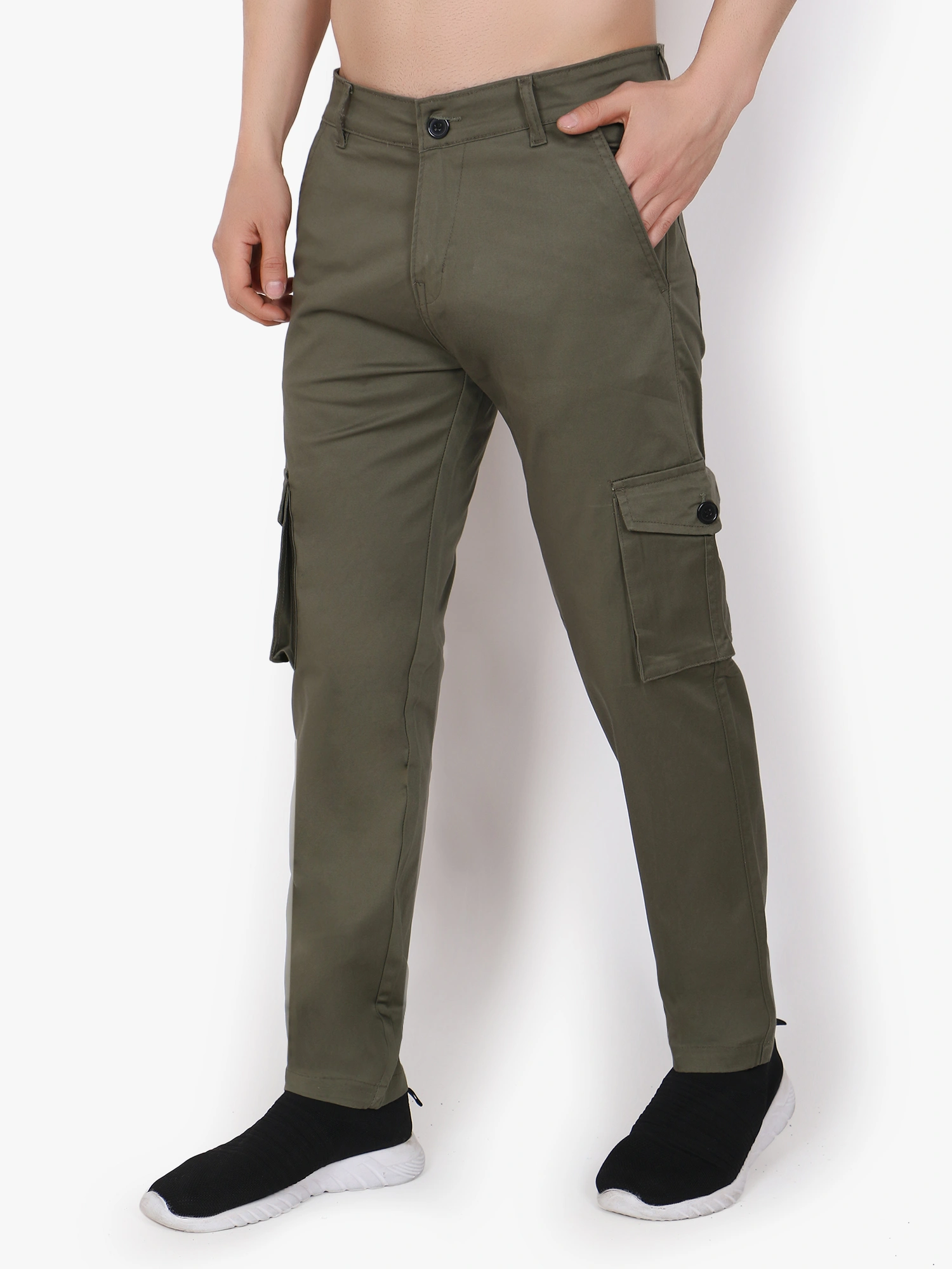 Men's Cotton Straight Fit Cargo Pants-7