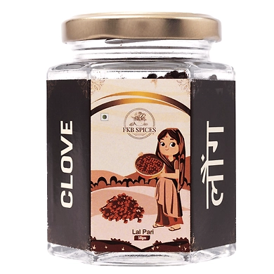 FKB Spices Premium Clove (लौंग) - 50g in Eco-Friendly Glass Jar - Handpicked Lal Pari Quality-12335820