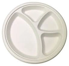 Bagasse 9&quot; 3 Compartment Plates packet of 50 Plates-12117494