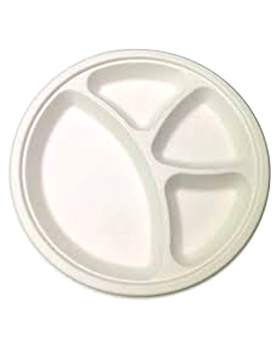 Bagasse 11&quot; 4 Compartment Plates Packet of 50 Plates-1