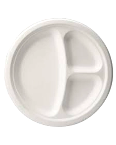Bagasse 10&quot; 3 Compartment Plates Packet of 50 Plates-12118158