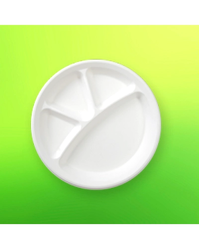 Bagasse 11&quot; 4 Compartment Plates Packet of 50 Plates-12120482