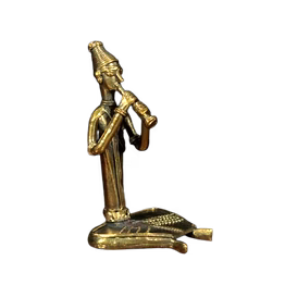 ornate india brass trumpet player figurine – handcrafted tribal metal art