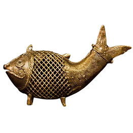 dokra fish figurine in brass & bell metal – tribal home decor