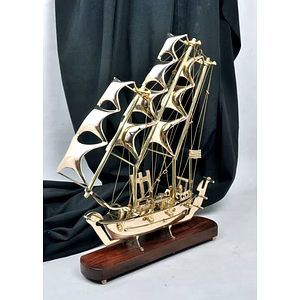Brass Ship with Gold Finish – Nautical Decor & Gifting Item