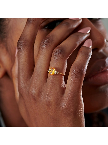 OOAK Orion Orange Sapphire &amp; Black Diamond Engagement Ring-YELLOW GOLD-7-18K YELLOW GOLD-2