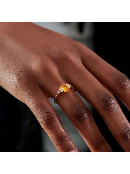 OOAK Orion Orange Sapphire &amp; Black Diamond Engagement Ring-YELLOW GOLD-7-18K YELLOW GOLD-3