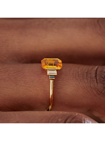 OOAK Orion Orange Sapphire &amp; Black Diamond Engagement Ring-YELLOW GOLD-7-18K YELLOW GOLD-4