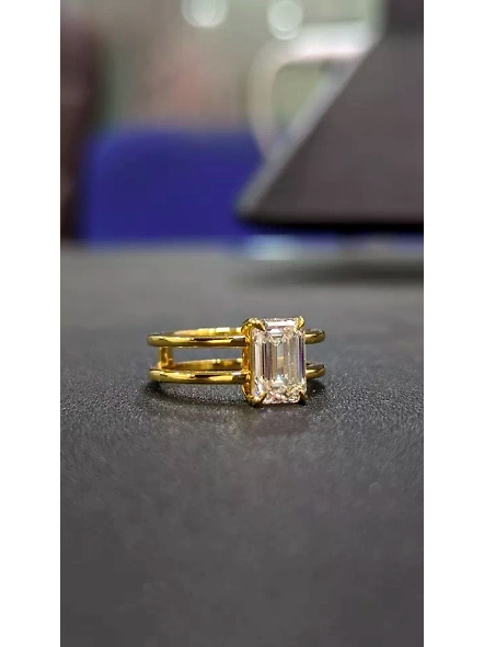 IGI Certified 1.5ct Emerald VVS Lab Grown Diamond VS1 18K Yellow Gold Ring-YELLOW GOLD-7-18K YELLOW GOLD