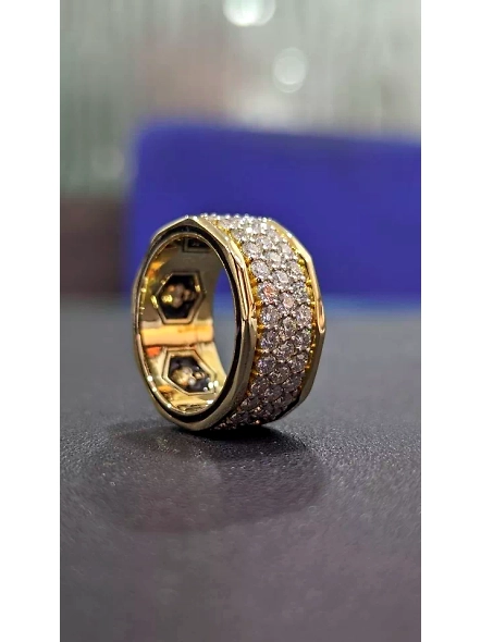Mens Band Hip-Hop 18k gold VS1 GIA Certified Lab Grown Diamond Band Ring-YELLOW GOLD-7-18K YELLOW GOLD-2