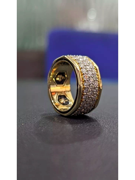 Mens Band Hip-Hop 18k gold VS1 GIA Certified Lab Grown Diamond Band Ring-YELLOW GOLD-7-18K YELLOW GOLD-3