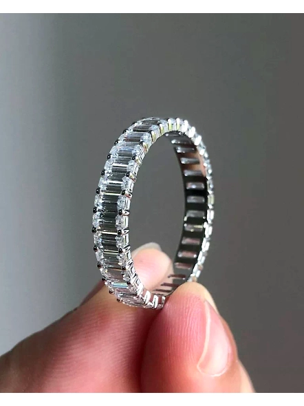 18k gold 4CT VS1 GIA Certified Emerald cut Lab Grown Diamond Eternity Band Ring-WHITE GOLD-7-18K WHITE GOLD