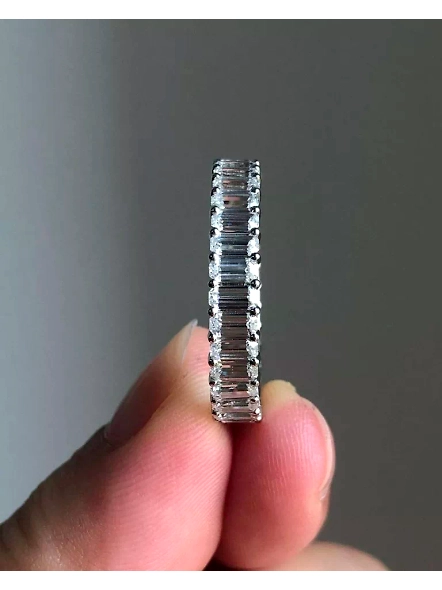 18k gold 4CT VS1 GIA Certified Emerald cut Lab Grown Diamond Eternity Band Ring-WHITE GOLD-7-18K WHITE GOLD-2