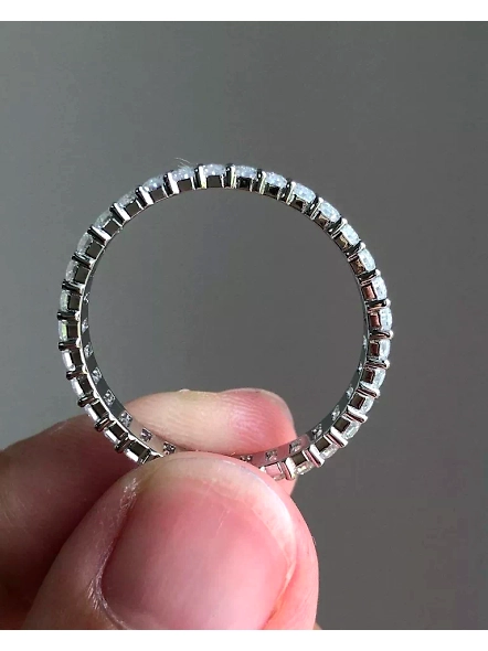 18k gold 4CT VS1 GIA Certified Emerald cut Lab Grown Diamond Eternity Band Ring-WHITE GOLD-7-18K WHITE GOLD-3