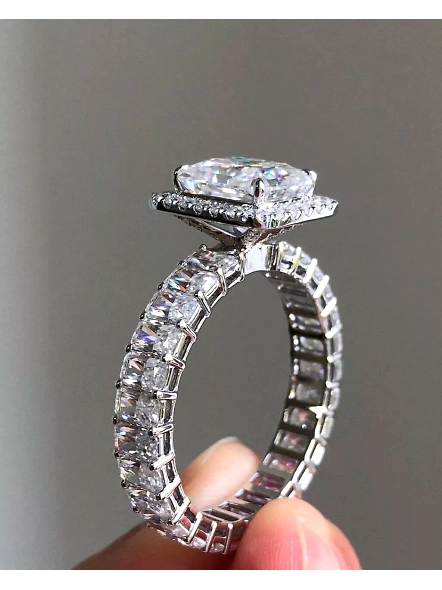 18k gold 2 CT VS1 GIA Certified Cushion cut Lab Grown Diamond Eternity Band Ring