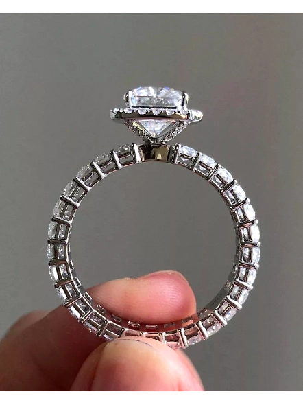 18k gold 2 CT VS1 GIA Certified Cushion cut Lab Grown Diamond Eternity Band Ring-WHITE GOLD-7-18K WHITE GOLD
