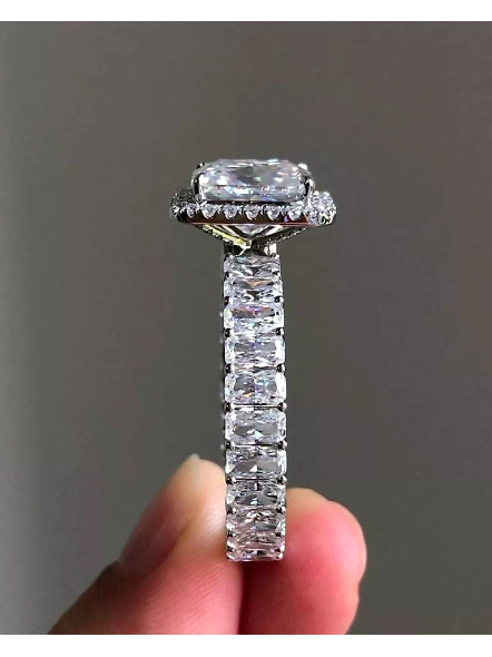 18k gold 2 CT VS1 GIA Certified Cushion cut Lab Grown Diamond Eternity Band Ring-WHITE GOLD-7-18K WHITE GOLD-2