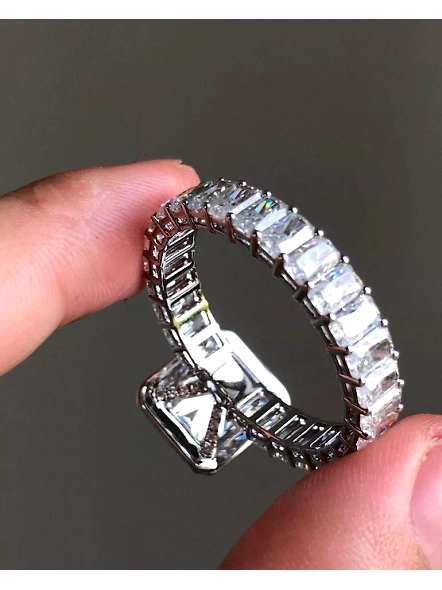 18k gold 2 CT VS1 GIA Certified Cushion cut Lab Grown Diamond Eternity Band Ring-WHITE GOLD-7-18K WHITE GOLD-3