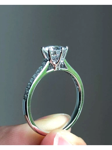 18k gold 1ct VS1 GIA Certified Cushion cut Lab Grown Diamond Solitaire Band Ring-WHITE GOLD-7-18K WHITE GOLD-2