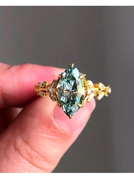1.5ctBlue Marquise cut GIA Certified Lab Grown Diamond Solitaire Engagement Ring-FRNG18KLGD56