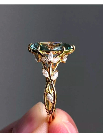 1.5ctBlue Marquise cut GIA Certified Lab Grown Diamond Solitaire Engagement Ring-YELLOW GOLD-7-18K YELLOW GOLD-2