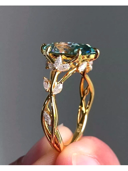 1.5ctBlue Marquise cut GIA Certified Lab Grown Diamond Solitaire Engagement Ring-YELLOW GOLD-7-18K YELLOW GOLD-3
