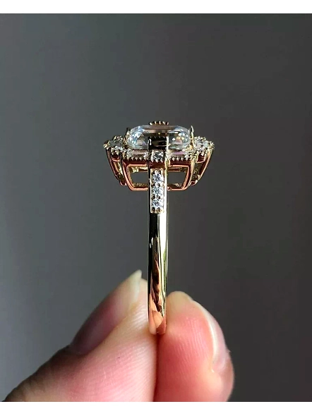 1 ct Emerald cut GIA Certified Lab Grown Diamond Solitaire Halo Engagement Ring-YELLOW GOLD-7-18K YELLOW GOLD