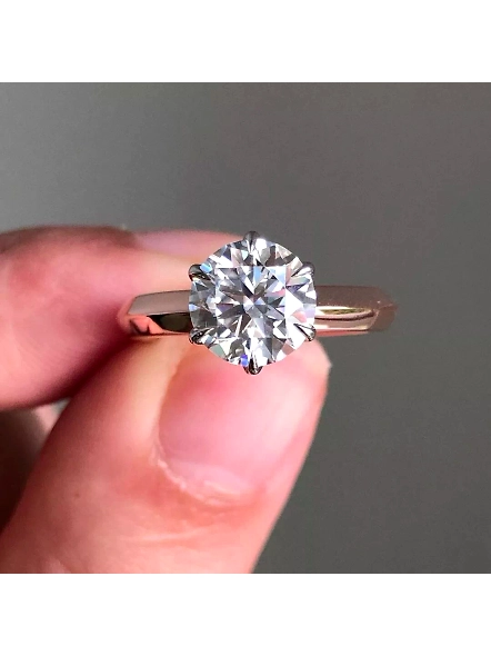 6 Prong Round Cut GIA Certified Lab Grown Diamond 18K Solitaire Engagement Ring