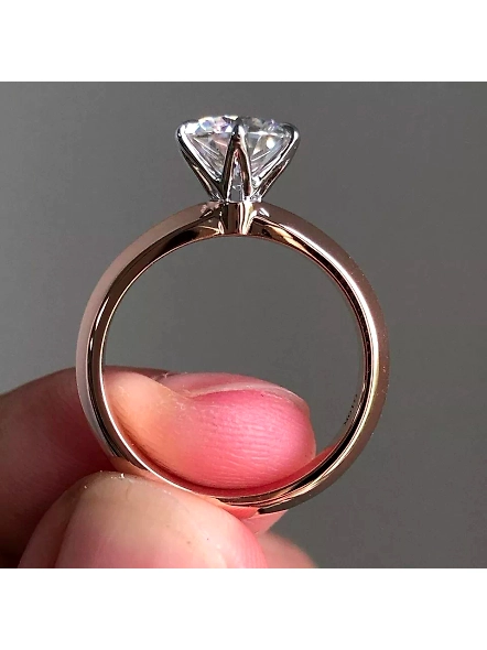6 Prong Round Cut GIA Certified Lab Grown Diamond 18K Solitaire Engagement Ring-ROSE GOLD-7-18K ROSE GOLD-3