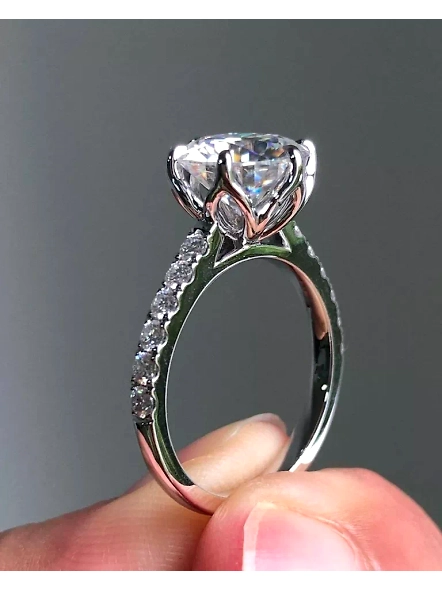 8 Prong Round Cut GIA Certified Lab Grown Diamond 18K Solitaire Engagement Ring