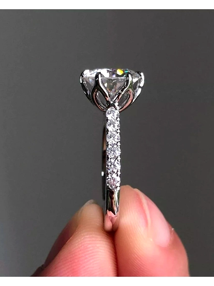 8 Prong Round Cut GIA Certified Lab Grown Diamond 18K Solitaire Engagement Ring-WHITE GOLD-7-18K WHITE GOLD