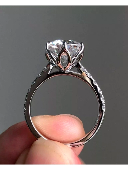 8 Prong Round Cut GIA Certified Lab Grown Diamond 18K Solitaire Engagement Ring-WHITE GOLD-7-18K WHITE GOLD-2