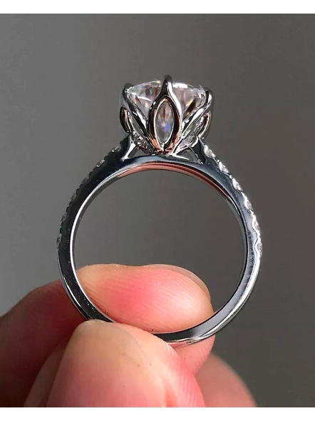 8 Prong Round Cut GIA Certified Lab Grown Diamond 18K Solitaire Engagement Ring-WHITE GOLD-7-18K WHITE GOLD-3