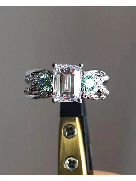 1.00ct Emerald Cut GIA Certified Lab Grown Diamond 18K Valencia Engagement Ring