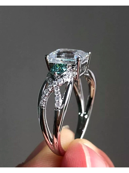 1.00ct Emerald Cut GIA Certified Lab Grown Diamond 18K Valencia Engagement Ring-WHITE GOLD-7-18K WHITE GOLD