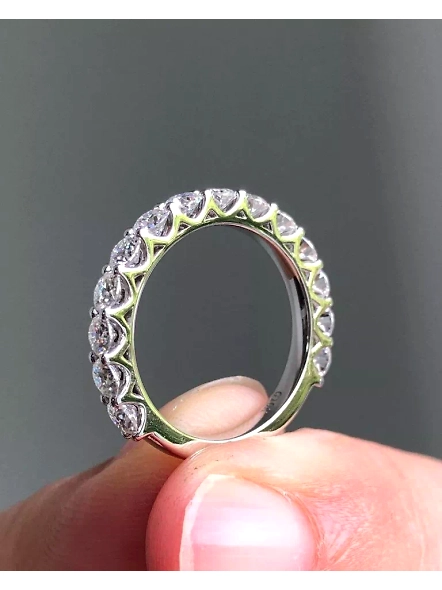 1.04ct Round VS1 GIA Certified Lab Grown Diamond Half Eternity Engagement Ring-WHITE GOLD-7-18K WHITE GOLD