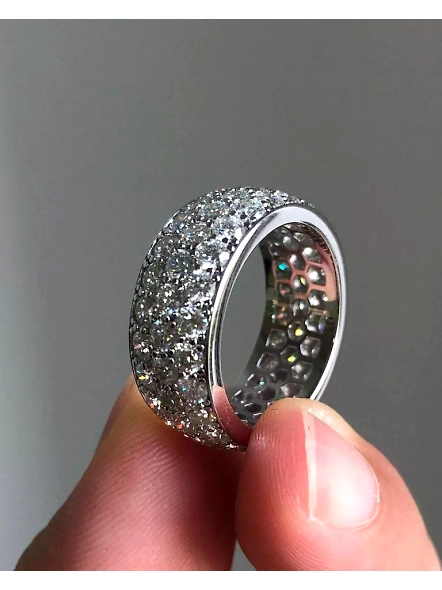 2.88ct Round VS1 GIA Certified Lab Grown Diamond Pave Eternity Engagement Ring