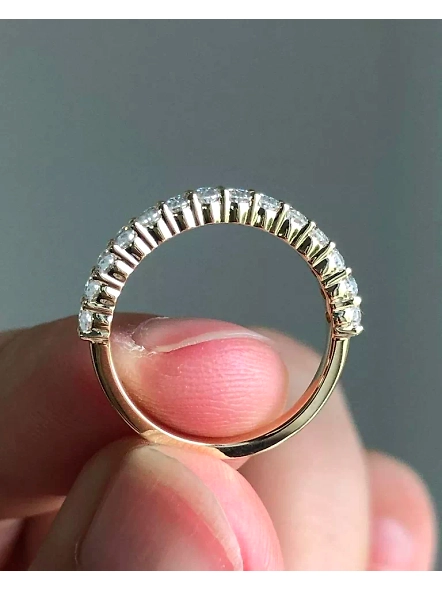 1.40ct Oval VS1 GIA Certified Lab Grown Diamond Half Eternity Engagement Ring-YELLOW GOLD-7-18K YELLOW GOLD-2