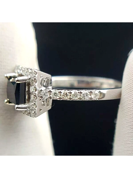Black Princess Classic Halo Lab Grown Diamond Engagement Ring In 18k White Gold-WHITE GOLD-7-18K WHITE GOLD