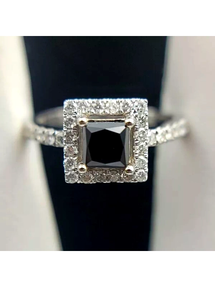 Black Princess Classic Halo Lab Grown Diamond Engagement Ring In 18k White Gold-WHITE GOLD-7-18K WHITE GOLD-2