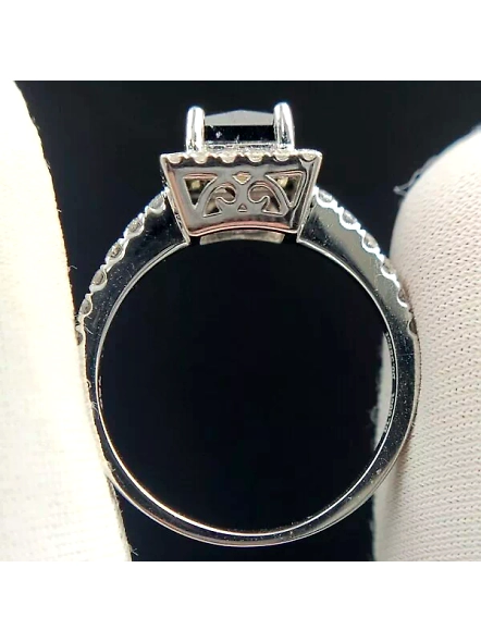 Black Princess Classic Halo Lab Grown Diamond Engagement Ring In 18k White Gold-WHITE GOLD-7-18K WHITE GOLD-3