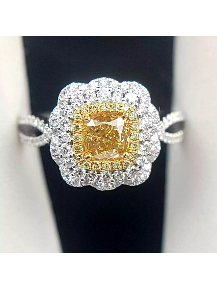 Classic Double Floral Halo Lab Grown Diamond Engagement Ring In 18k White Gold