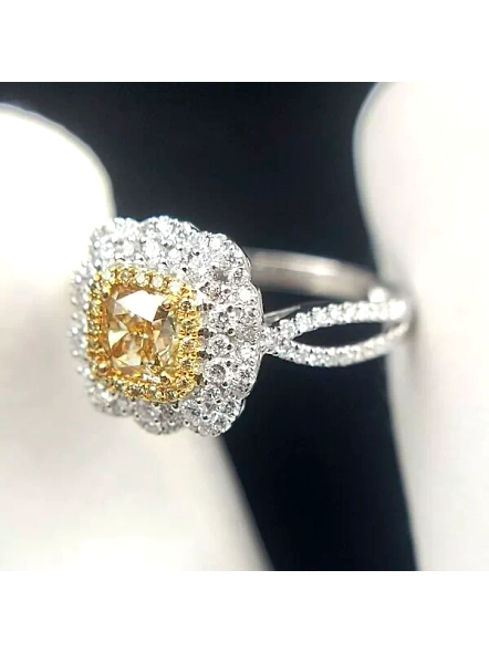 Classic Double Floral Halo Lab Grown Diamond Engagement Ring In 18k White Gold-WHITE GOLD-7-18K WHITE GOLD