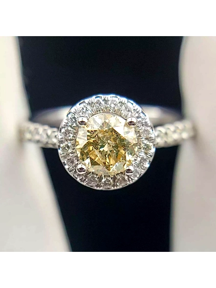 Classic Halo Round Shape Lab Grown Diamond Engagement Ring In 18k White Gold