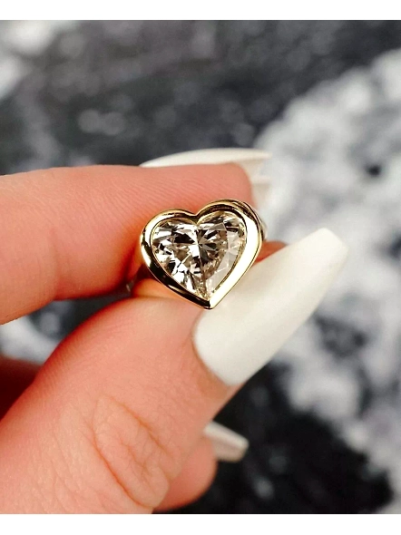 IGI Certified 2.00ct Heart VS1 Lab Grown Diamond 18K Rose Gold Engagement Ring-YELLOW GOLD-7-18K YELLOW GOLD